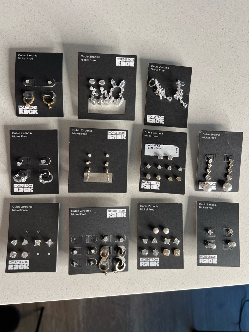 Nordstrom Rack Cubic Zirconia  33 Earring Sets- Silver & Gold